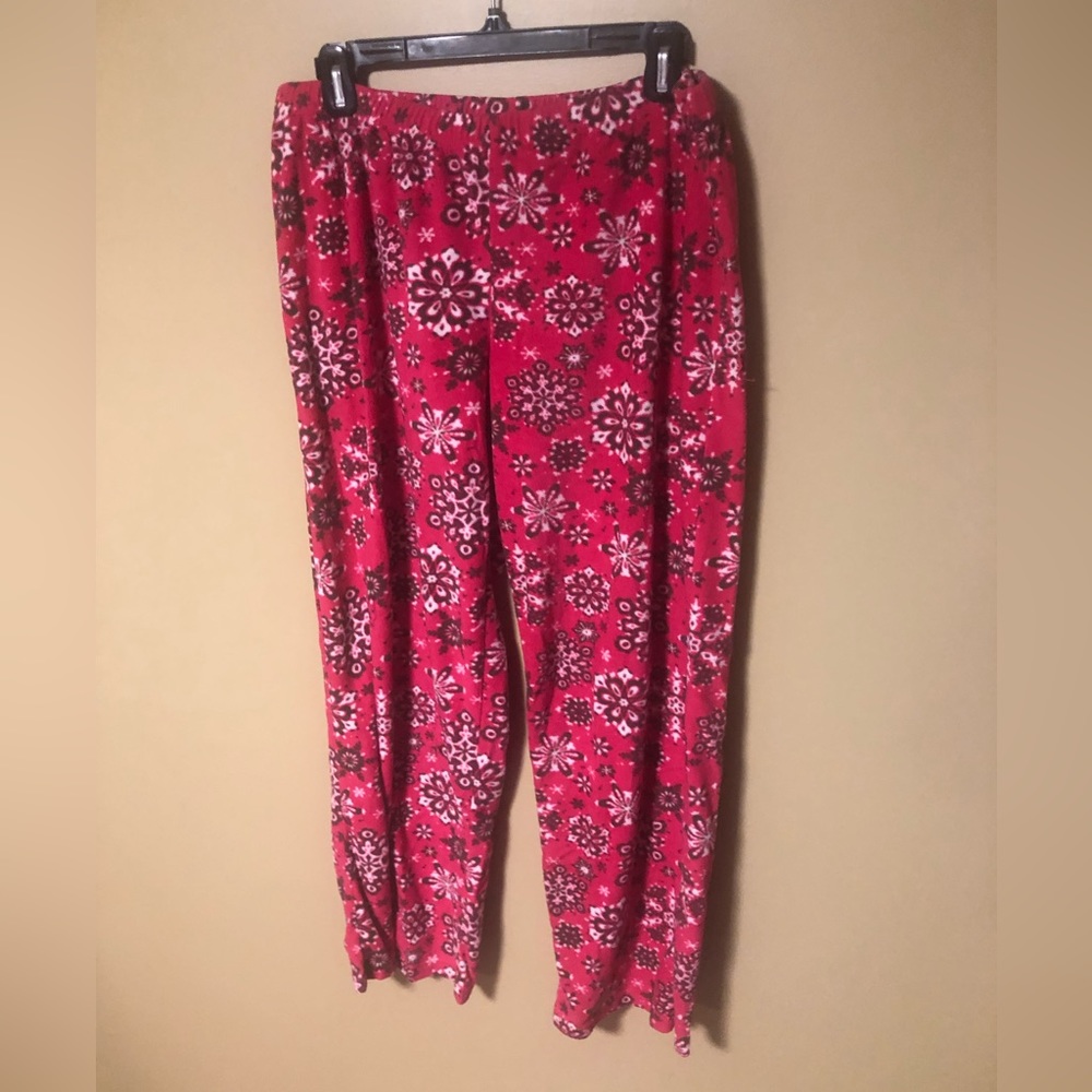 Joe Boxer Snowflake Red White Fleece Pyjama Pant Bottoms Size Large